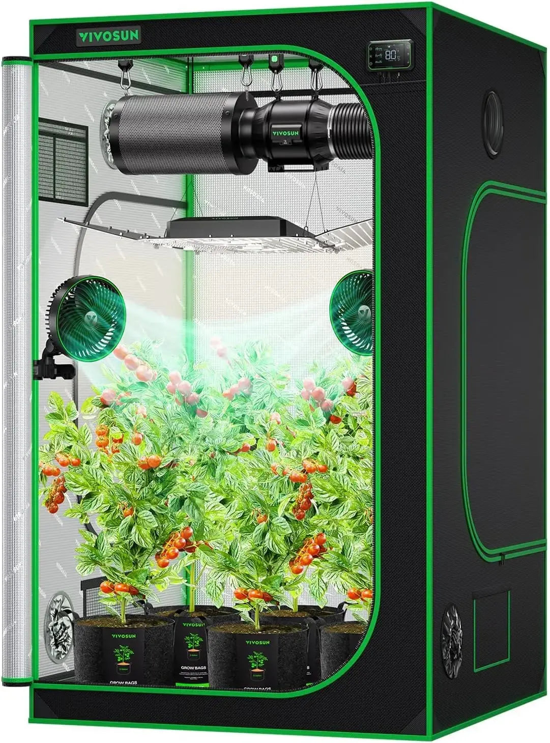 4x4 Grow Tent,48"x48"x80"High Reflective Mylar W/Observation Window & Floor Tray for Hydroponics Indoor Plant for VS4000/VSF4300 LJ Seeds Co.