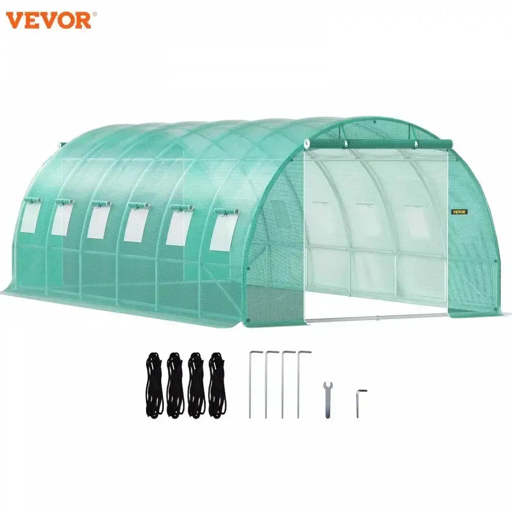 VEVOR Walk-in Tunnel Greenhouse Galvanized Frame & Waterproof Cover 15x7x7/10x7x7/20x10x7/12x7x7 ft Greenhouses & Cold Frames LJ Seeds Co.