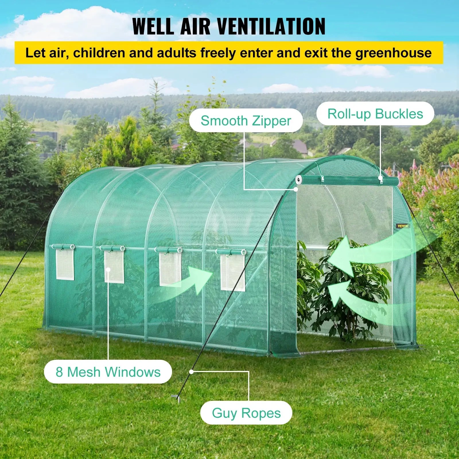 VEVOR Walk-in Tunnel Greenhouse Portable Green Plant Hot House with Galvanized Frame & Waterproof Cover Protect Gardening Plants LJ Seeds Co.