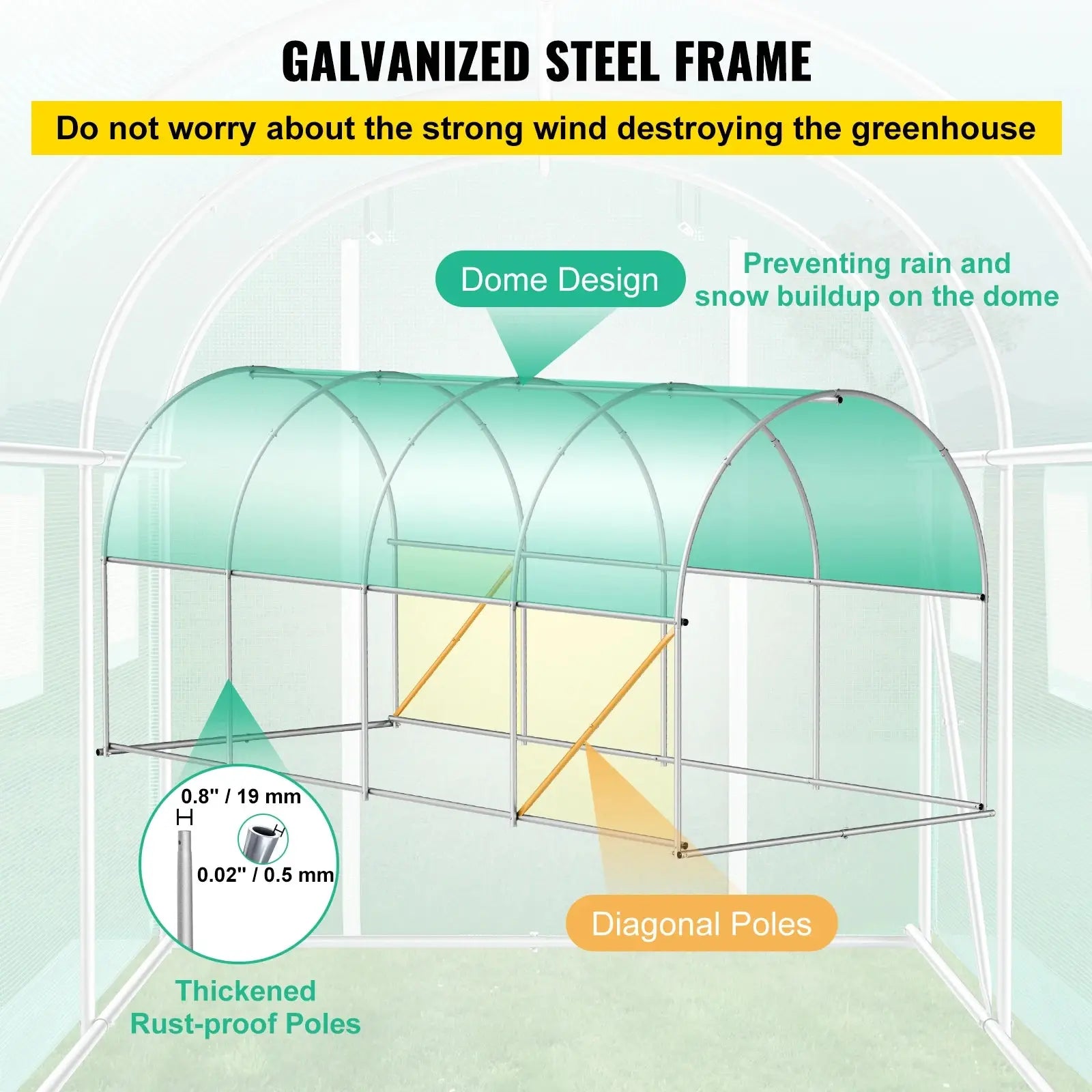 VEVOR Walk-in Tunnel Greenhouse Portable Green Plant Hot House with Galvanized Frame & Waterproof Cover Protect Gardening Plants LJ Seeds Co.