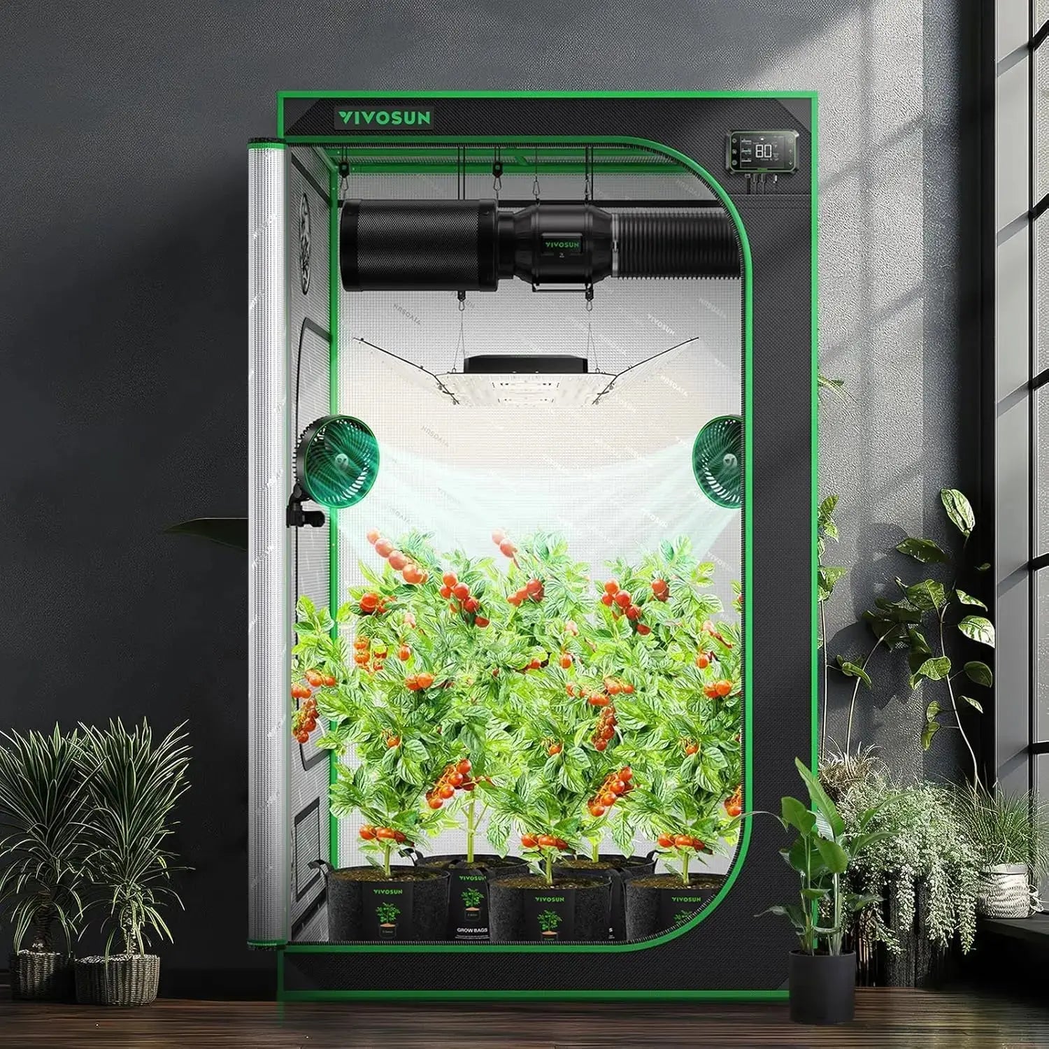 4x4 Grow Tent,48"x48"x80"High Reflective Mylar W/Observation Window & Floor Tray for Hydroponics Indoor Plant for VS4000/VSF4300 LJ Seeds Co.