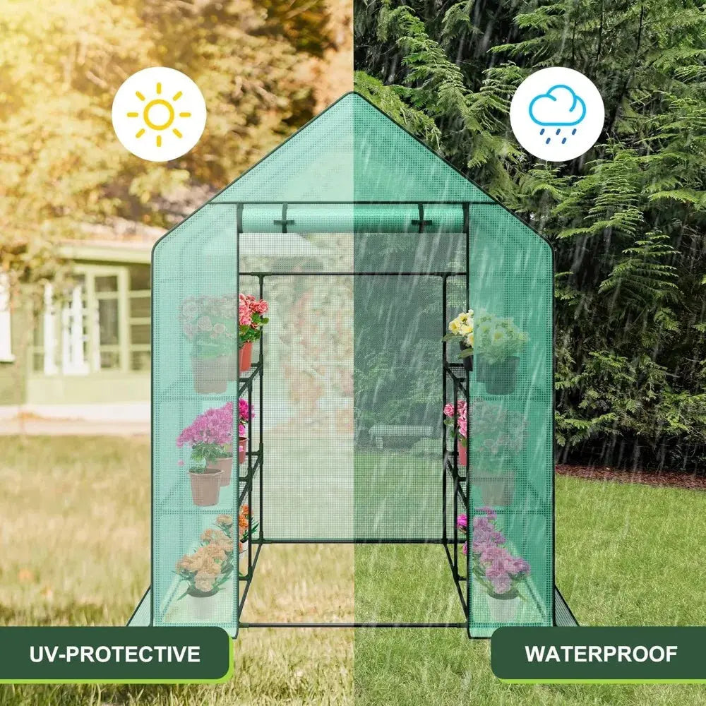 Walk-in Greenhouse for Outdoors, 57 x 57 x 77 inch, Portable PE Cover Greenhouse with Anchors LJ Seeds Co.