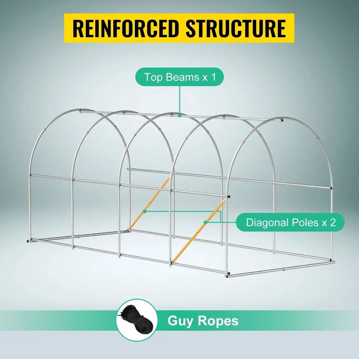 VEVOR Walk-in Tunnel Greenhouse Galvanized Frame & Waterproof Cover 15x7x7/10x7x7/20x10x7/12x7x7 ft Greenhouses & Cold Frames LJ Seeds Co.