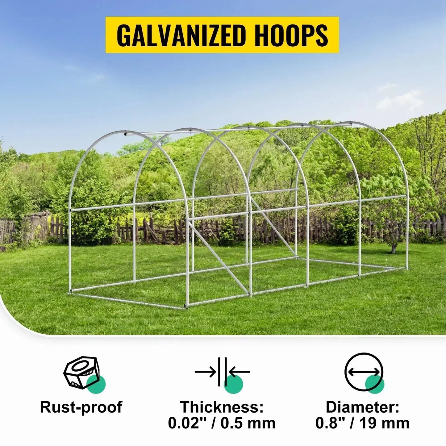 VEVOR Walk-in Tunnel Greenhouse Galvanized Frame & Waterproof Cover 15x7x7/10x7x7/20x10x7/12x7x7 ft Greenhouses & Cold Frames LJ Seeds Co.