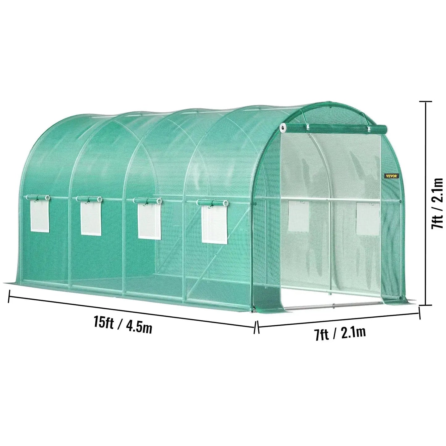 VEVOR Walk-in Tunnel Greenhouse Galvanized Frame & Waterproof Cover 15x7x7/10x7x7/20x10x7/12x7x7 ft Greenhouses & Cold Frames LJ Seeds Co.
