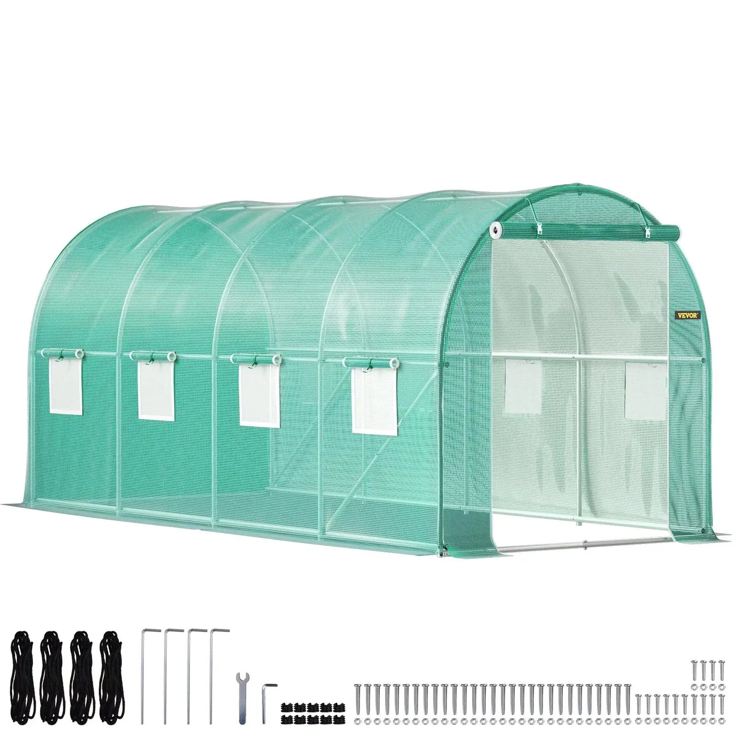 VEVOR Walk-in Tunnel Greenhouse Galvanized Frame & Waterproof Cover 15x7x7/10x7x7/20x10x7/12x7x7 ft Greenhouses & Cold Frames LJ Seeds Co.