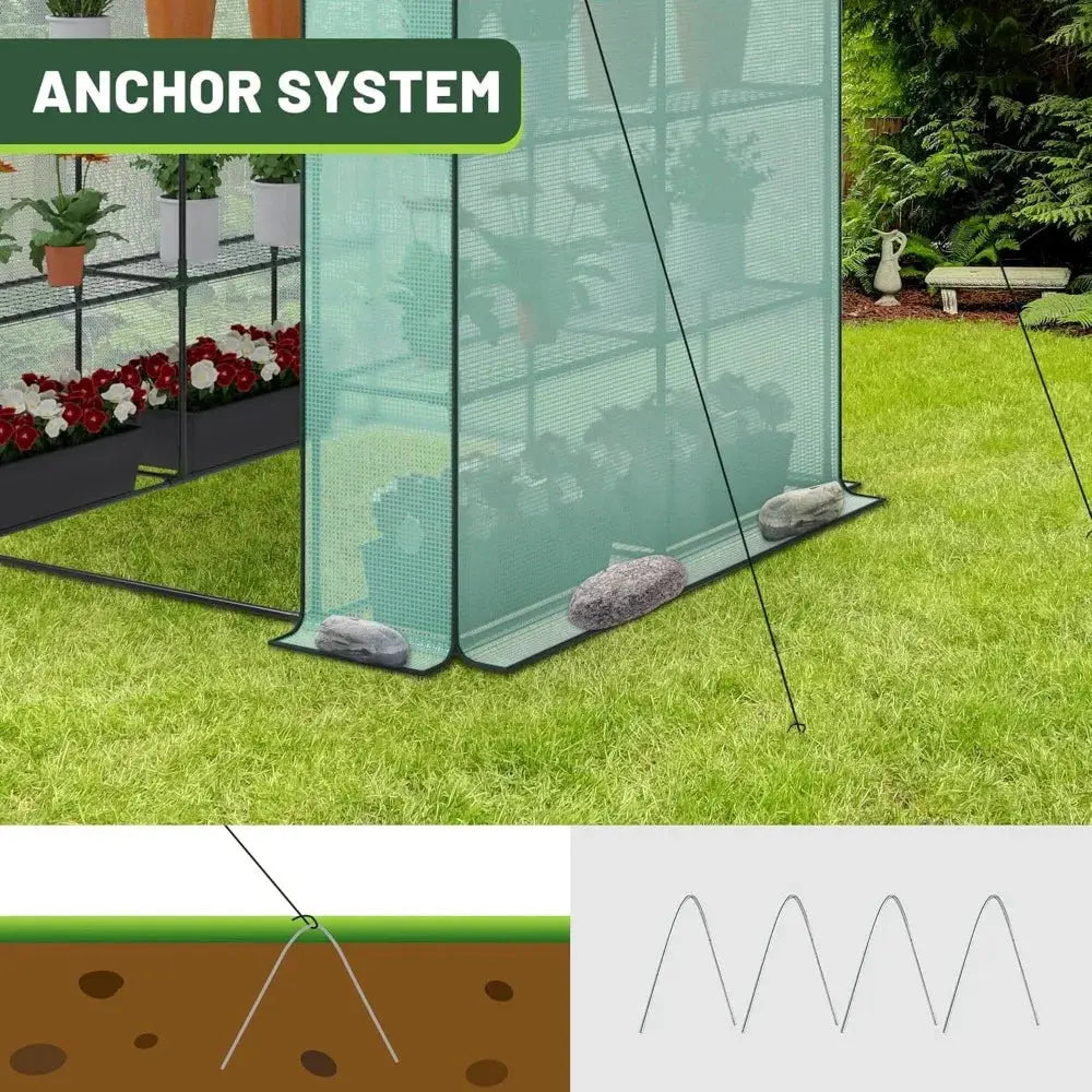 Walk-in Greenhouse for Outdoors, 57 x 57 x 77 inch, Portable PE Cover Greenhouse with Anchors LJ Seeds Co.