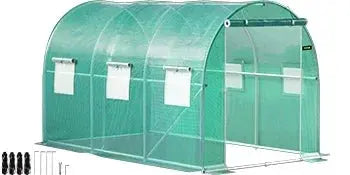 VEVOR Walk-in Tunnel Greenhouse Galvanized Frame & Waterproof Cover 15x7x7/10x7x7/20x10x7/12x7x7 ft Greenhouses & Cold Frames LJ Seeds Co.