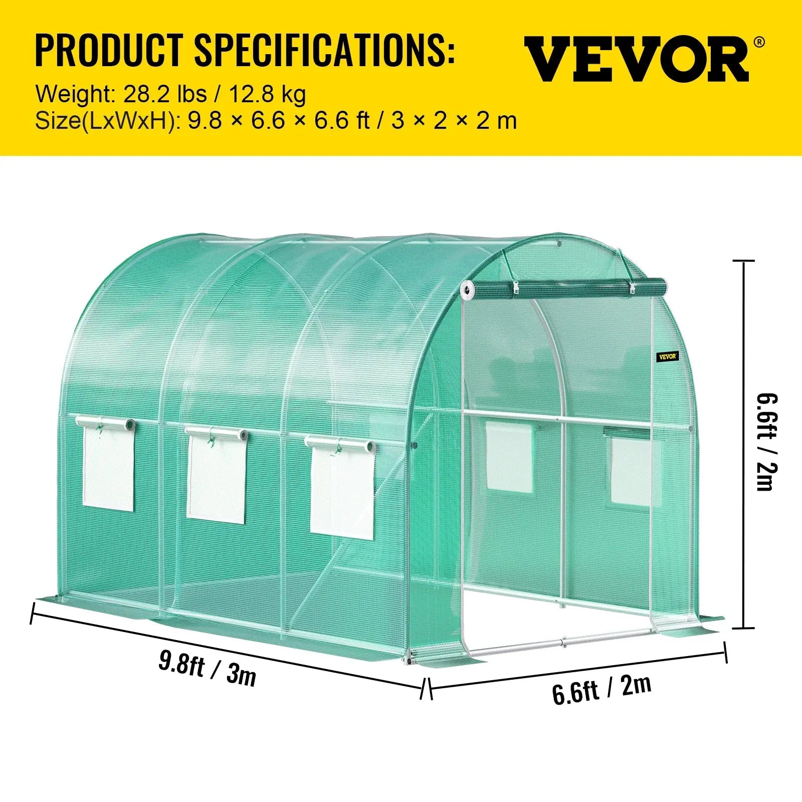 VEVOR Walk-in Tunnel Greenhouse Portable Green Plant Hot House with Galvanized Frame & Waterproof Cover Protect Gardening Plants LJ Seeds Co.