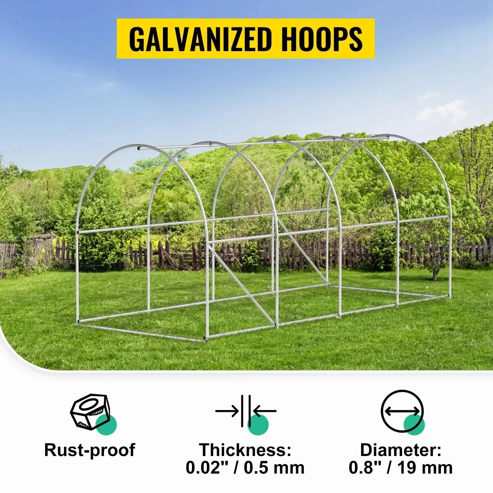 VEVOR Walk-in Tunnel Greenhouse Galvanized Frame & Waterproof Cover 15x7x7/10x7x7/20x10x7/12x7x7 ft Greenhouses & Cold Frames LJ Seeds Co.