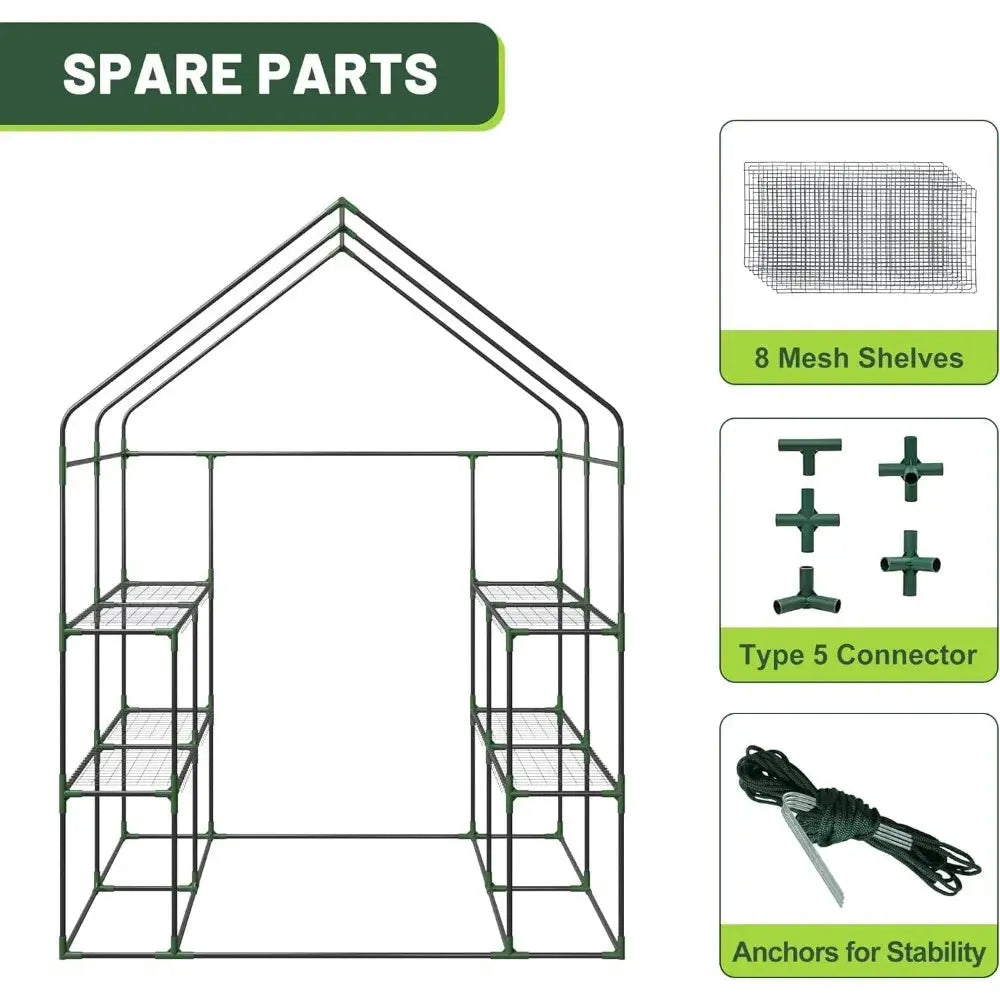 Walk-in Greenhouse for Outdoors, 57 x 57 x 77 inch, Portable PE Cover Greenhouse with Anchors LJ Seeds Co.