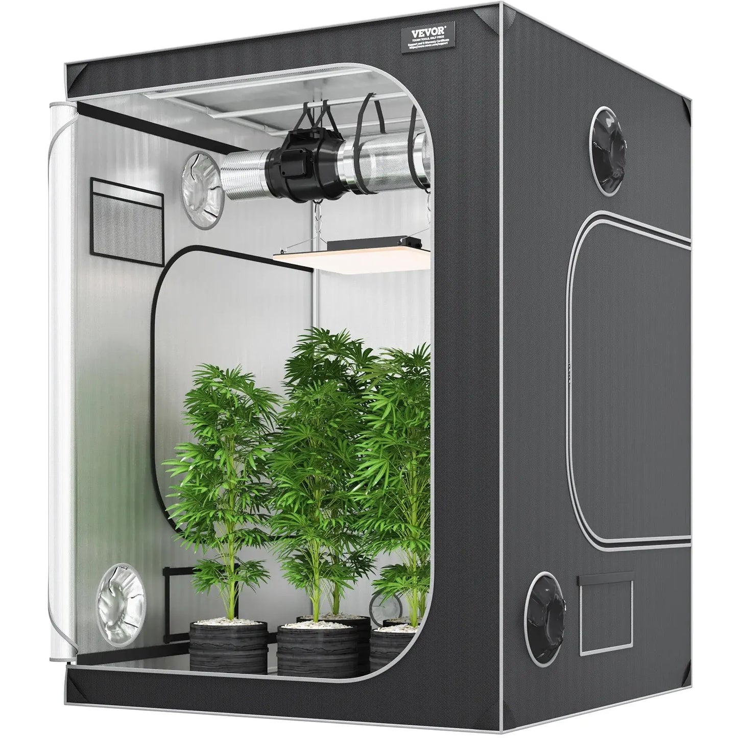 VEVOR Grow Tent High Reflective 2000D Mylar Hydroponic Growing Tent Enclosed Greenhouse for Indoor Plants Growing Observation LJ Seeds Co.