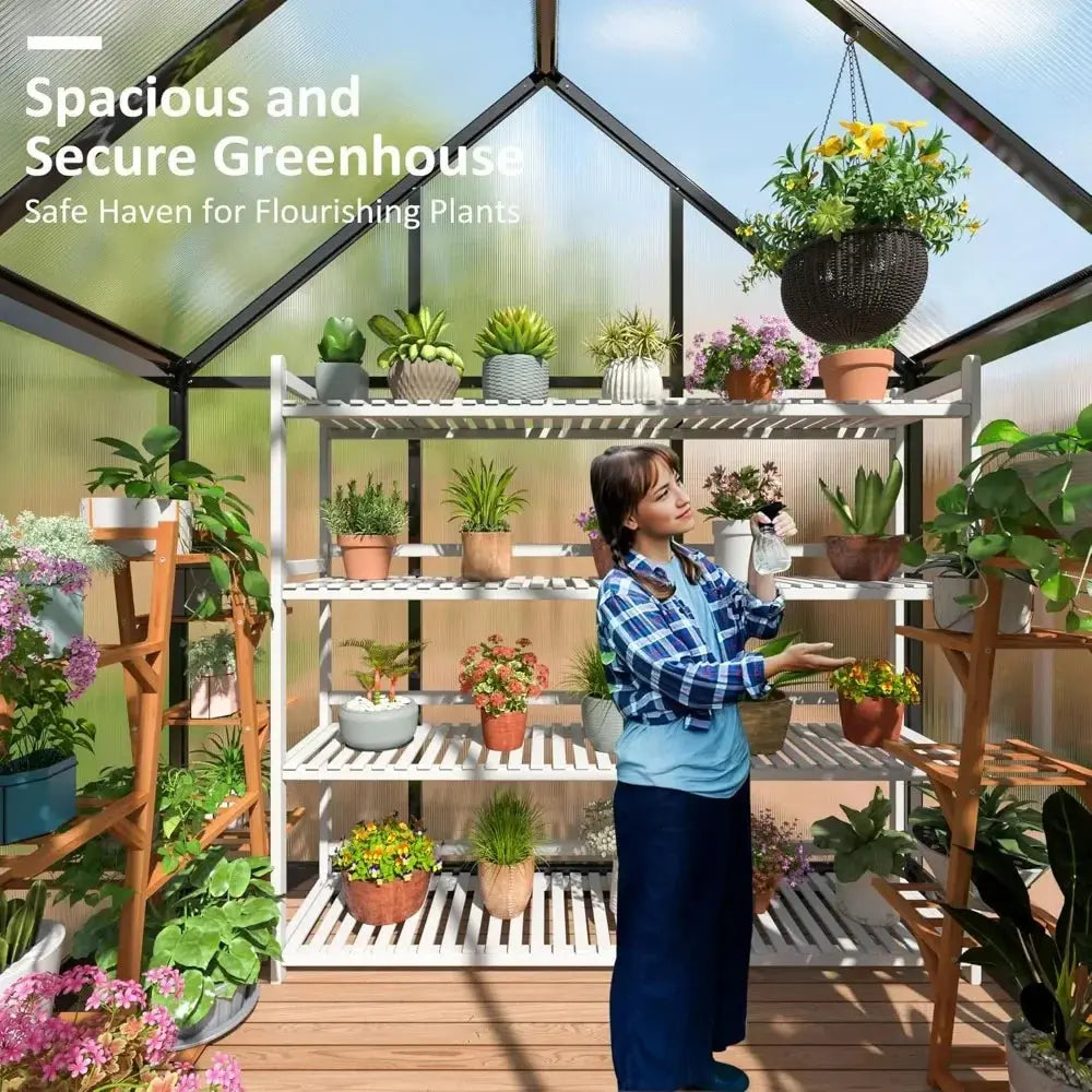 4x6 FT Greenhouse for Outdoors, Polycarbonate Greenhouse with Quick Setup Structure and Roof Vent, Aluminum Walk-in Greenhouse LJ Seeds Co.