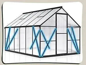 8x12 FT Greenhouse for Outdoors, Quick Setup Polycarbonate Greenhouse with Roof Vent, Aluminum Large Walk-in Greenhouse ,Black LJ Seeds Co.
