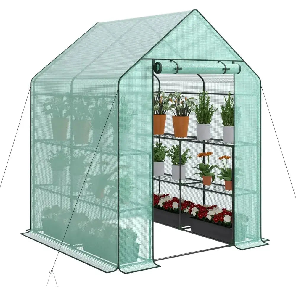 Walk-in Greenhouse for Outdoors, 57 x 57 x 77 inch, Portable PE Cover Greenhouse with Anchors LJ Seeds Co.