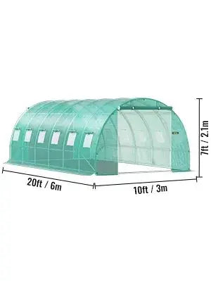 VEVOR Walk-in Tunnel Greenhouse Galvanized Frame & Waterproof Cover 15x7x7/10x7x7/20x10x7/12x7x7 ft Greenhouses & Cold Frames LJ Seeds Co.