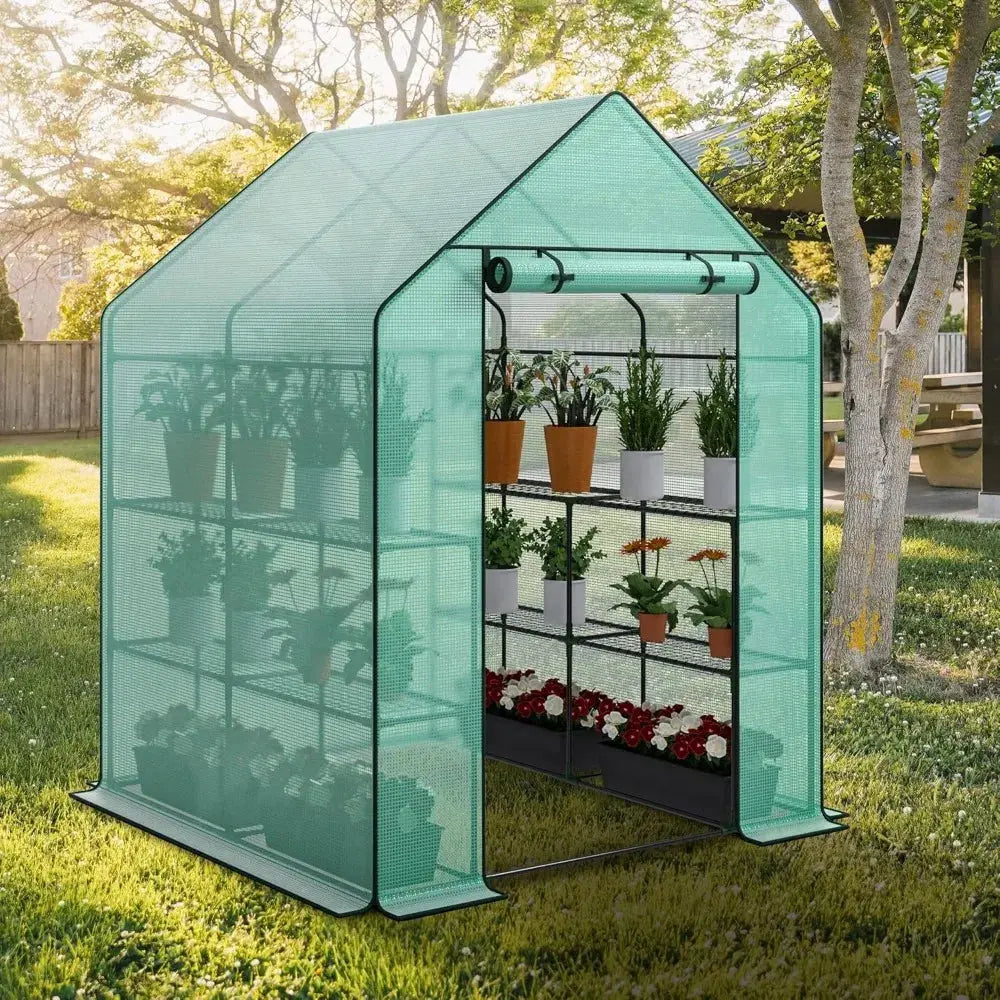 Walk-in Greenhouse for Outdoors, 57 x 57 x 77 inch, Portable PE Cover Greenhouse with Anchors LJ Seeds Co.