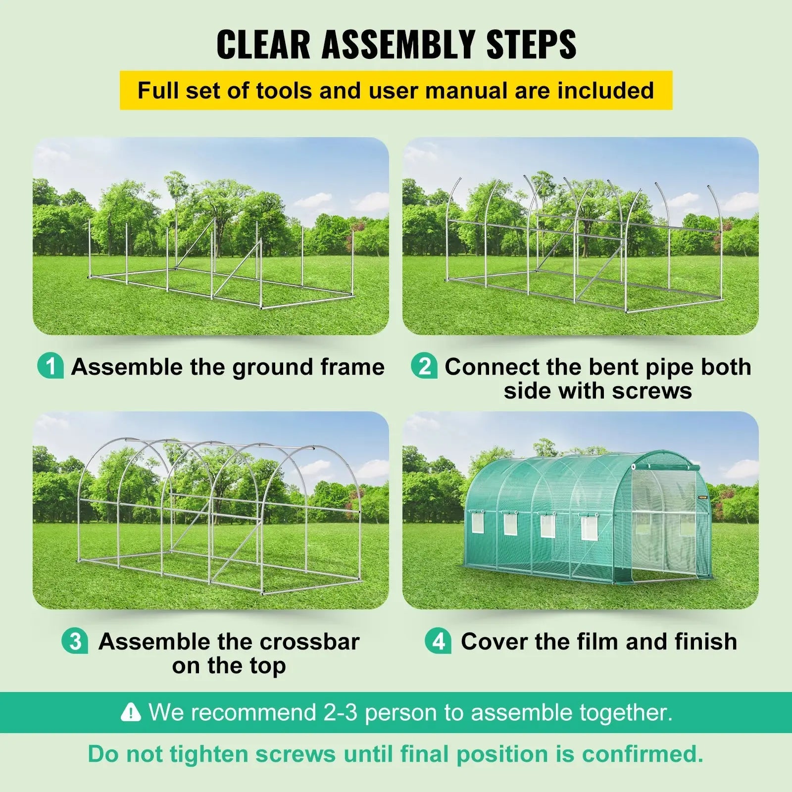 VEVOR Walk-in Tunnel Greenhouse Portable Green Plant Hot House with Galvanized Frame & Waterproof Cover Protect Gardening Plants LJ Seeds Co.
