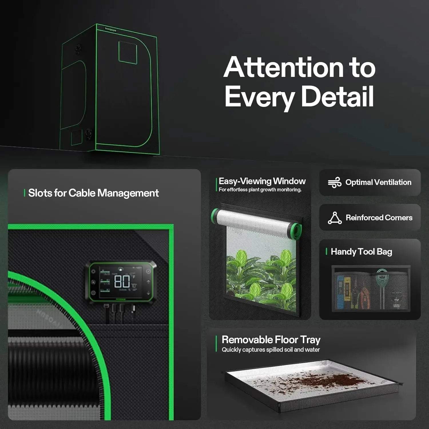 4x4 Grow Tent,48"x48"x80"High Reflective Mylar W/Observation Window & Floor Tray for Hydroponics Indoor Plant for VS4000/VSF4300 LJ Seeds Co.