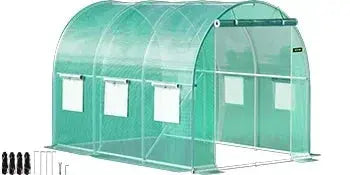 VEVOR Walk-in Tunnel Greenhouse Galvanized Frame & Waterproof Cover 15x7x7/10x7x7/20x10x7/12x7x7 ft Greenhouses & Cold Frames LJ Seeds Co.