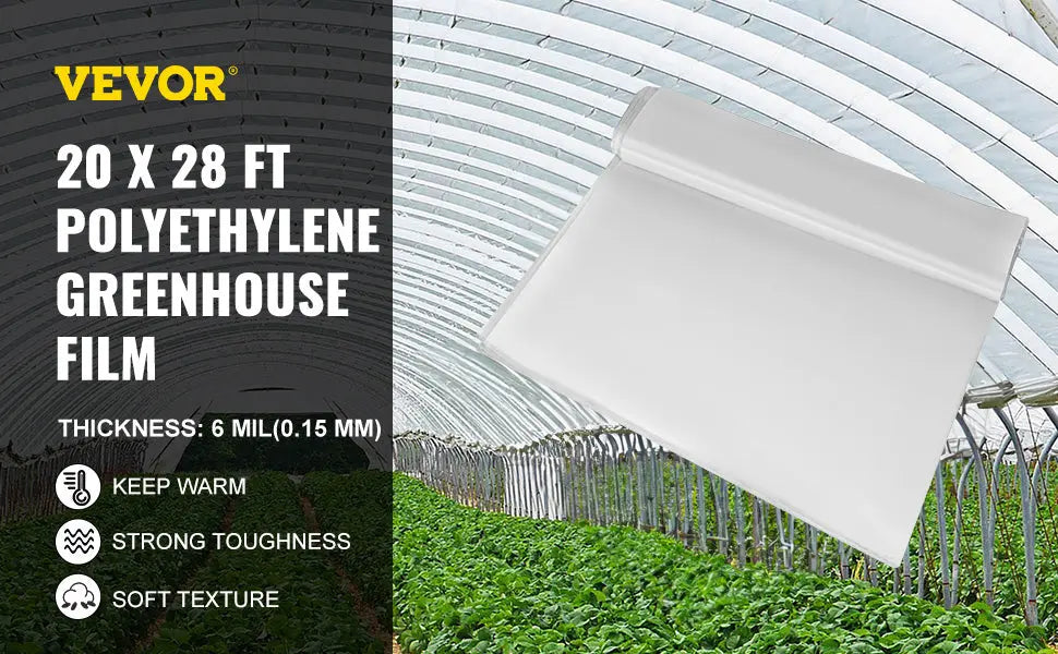 VEVOR Greenhouse Cover 6 Mil Clear Plastic Greenhouse Film UV Resistant Polyethylene Covering Garden Plants Flowers Agriculture LJ Seeds Co.