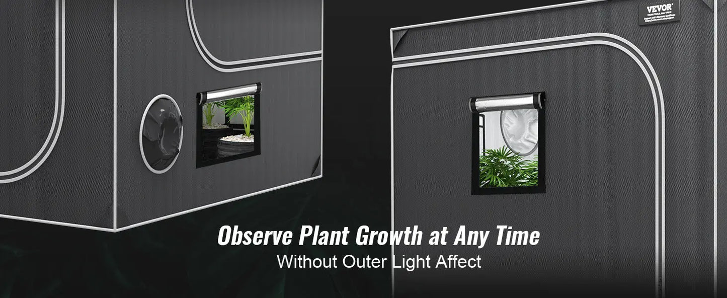 VEVOR Grow Tent High Reflective 2000D Mylar Hydroponic Growing Tent Enclosed Greenhouse for Indoor Plants Growing Observation LJ Seeds Co.