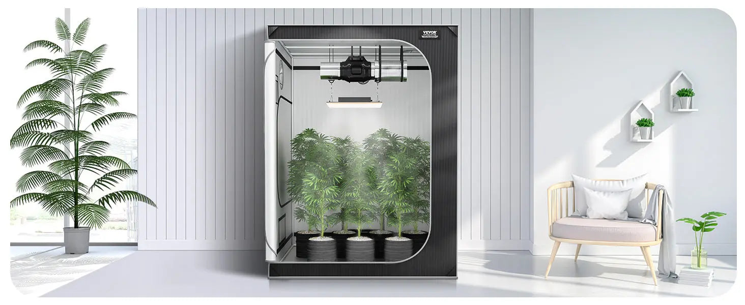 VEVOR Grow Tent High Reflective 2000D Mylar Hydroponic Growing Tent Enclosed Greenhouse for Indoor Plants Growing Observation LJ Seeds Co.