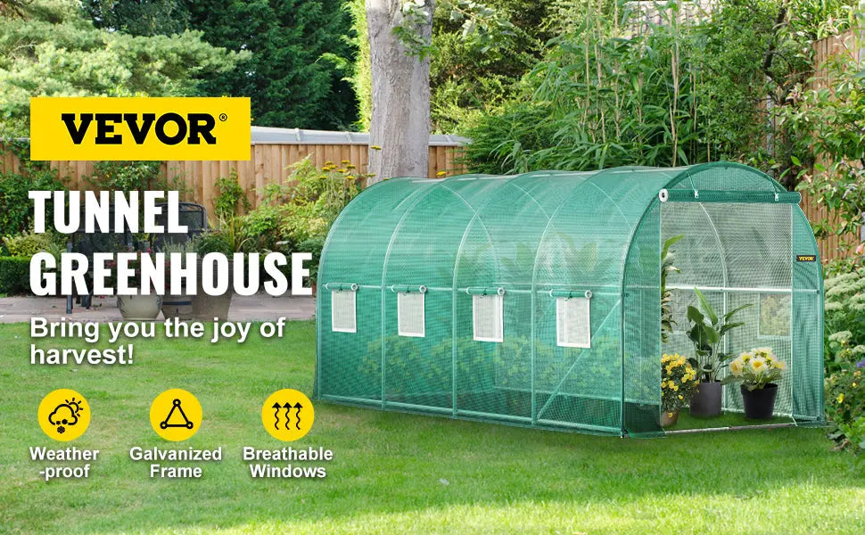 VEVOR Walk-in Tunnel Greenhouse Portable Green Plant Hot House with Galvanized Frame & Waterproof Cover Protect Gardening Plants LJ Seeds Co.