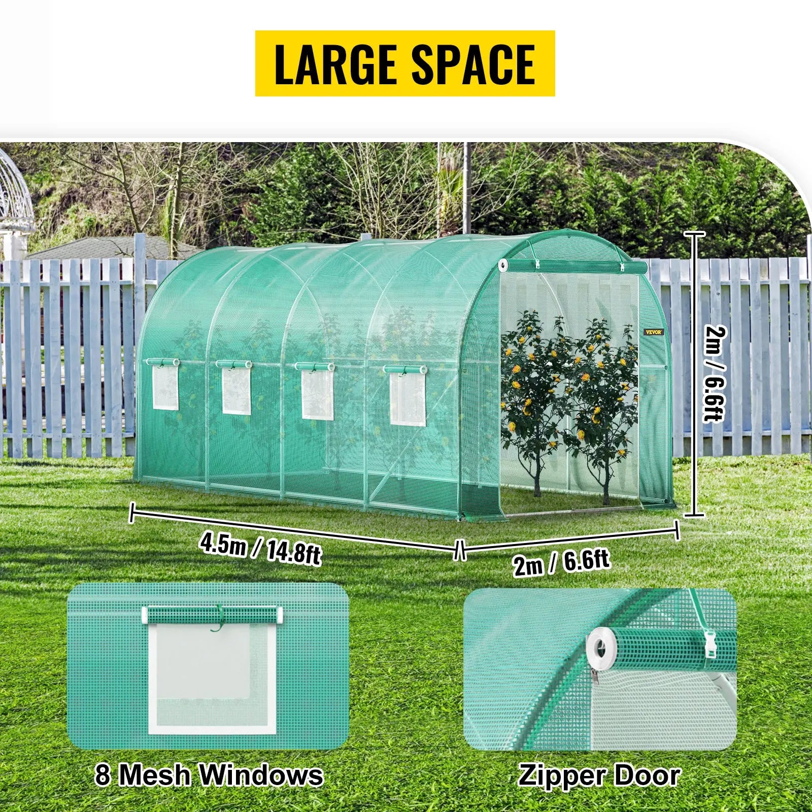 VEVOR Walk-in Tunnel Greenhouse Portable Green Plant Hot House with Galvanized Frame & Waterproof Cover Protect Gardening Plants LJ Seeds Co.