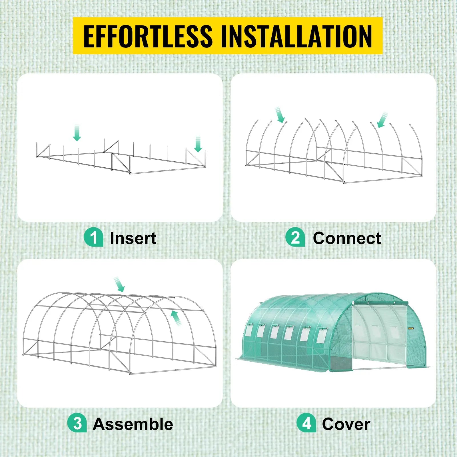 VEVOR Walk-in Tunnel Greenhouse Galvanized Frame & Waterproof Cover 15x7x7/10x7x7/20x10x7/12x7x7 ft Greenhouses & Cold Frames LJ Seeds Co.