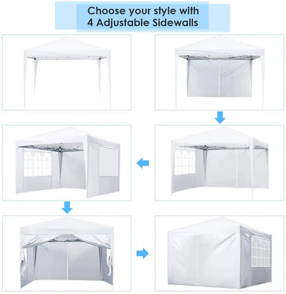 Pop Up Canopy with Sidewalls,Outdoor Winter Gazebo, 10'x10'(3x3m) Party Tent, Adjustable Leg Heights, Windows, Wheeled Carry Bag