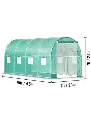 VEVOR Walk-in Tunnel Greenhouse Galvanized Frame & Waterproof Cover 15x7x7/10x7x7/20x10x7/12x7x7 ft Greenhouses & Cold Frames