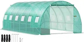 VEVOR Walk-in Tunnel Greenhouse Galvanized Frame & Waterproof Cover 15x7x7/10x7x7/20x10x7/12x7x7 ft Greenhouses & Cold Frames