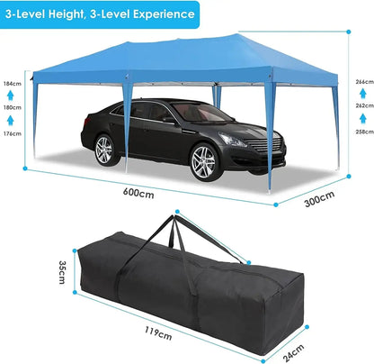 Pavilion Popup Gazebo 3x6m Waterproof Folding Gazebo Tent Party Tent 6 Side Panels Fully enclosed UV 50+ Height Adjustable 2-3M