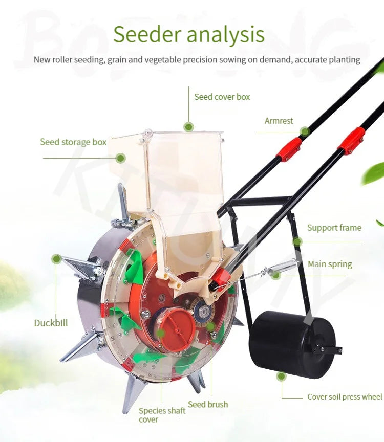Hand-push  Roller Rotary Seeder Precision Planter