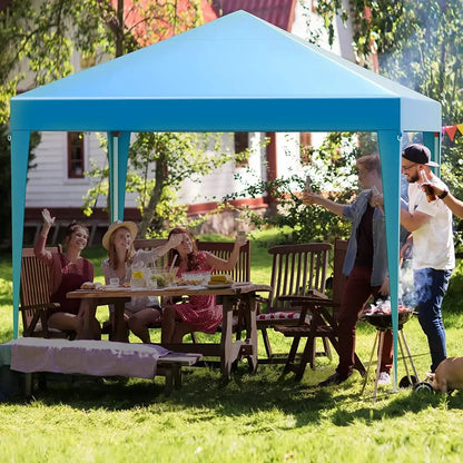 Pop Up Canopy with Sidewalls,Outdoor Winter Gazebo, 10'x10'(3x3m) Party Tent, Adjustable Leg Heights, Windows, Wheeled Carry Bag