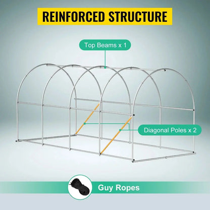 VEVOR Walk-in Tunnel Greenhouse Galvanized Frame & Waterproof Cover 15x7x7/10x7x7/20x10x7/12x7x7 ft Greenhouses & Cold Frames