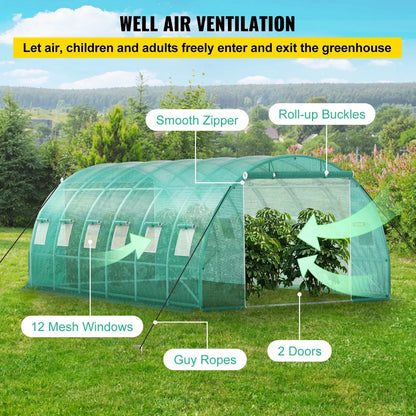 VEVOR Walk-in Tunnel Greenhouse 20x10x7ft Portable Plant Hot House UV Waterproof Garden Green House for Helping Plants Growing