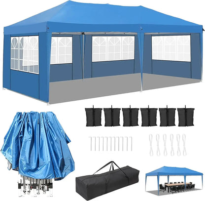 Pavilion Popup Gazebo 3x6m Waterproof Folding Gazebo Tent Party Tent 6 Side Panels Fully enclosed UV 50+ Height Adjustable 2-3M
