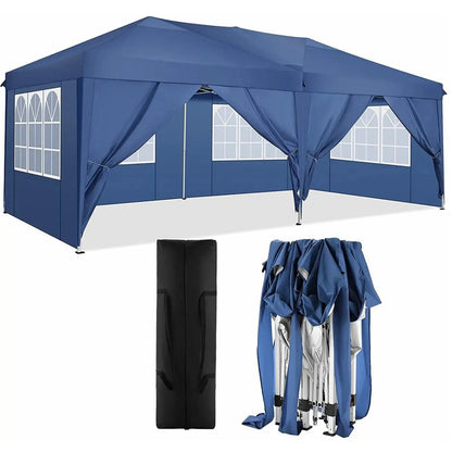 Pavilion Popup Gazebo 3x6m Waterproof Folding Gazebo Tent Party Tent 6 Side Panels Fully enclosed UV 50+ Height Adjustable 2-3M