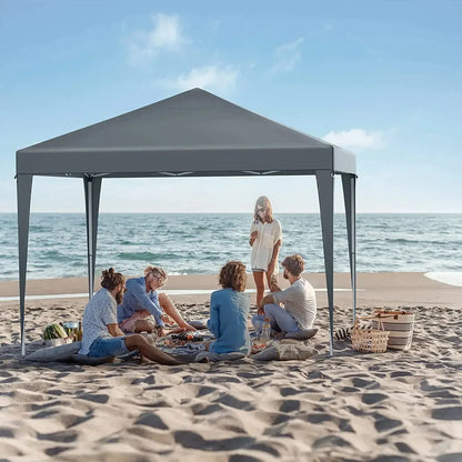 Pop Up Canopy with Sidewalls,Outdoor Winter Gazebo, 10'x10'(3x3m) Party Tent, Adjustable Leg Heights, Windows, Wheeled Carry Bag