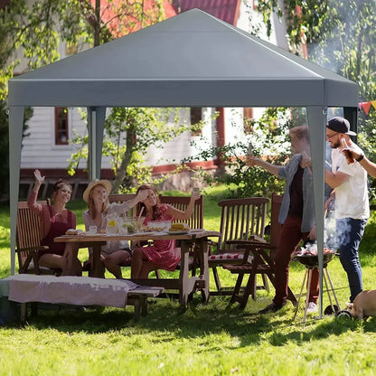 Pop Up Canopy with Sidewalls,Outdoor Winter Gazebo, 10'x10'(3x3m) Party Tent, Adjustable Leg Heights, Windows, Wheeled Carry Bag