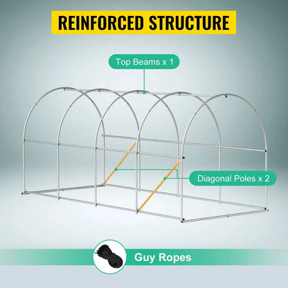 VEVOR Walk-in Tunnel Greenhouse Galvanized Frame & Waterproof Cover 15x7x7/10x7x7/20x10x7/12x7x7 ft Greenhouses & Cold Frames