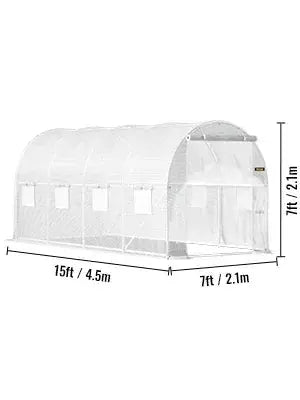 VEVOR Walk-in Tunnel Greenhouse Galvanized Frame & Waterproof Cover 15x7x7/10x7x7/20x10x7/12x7x7 ft Greenhouses & Cold Frames