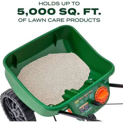 Turf Builder EdgeGuard Mini Broadcast Spreader for Seed,Fertilizer,Salt,Melt, Holds up to 5,000 sq.ft. Product