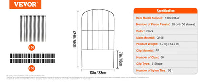 VEVOR Garden Fence No Dig Fence Animal Barrier Fence Underground Decorative Garden Fencing with 1.5 in Spike Spacing for Yard