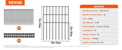 VEVOR Garden Fence No Dig Fence Animal Barrier Fence Underground Decorative Garden Fencing with 1.5 in Spike Spacing for Yard