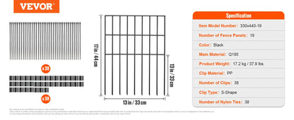 VEVOR Garden Fence No Dig Fence Animal Barrier Fence Underground Decorative Garden Fencing with 1.5 in Spike Spacing for Yard
