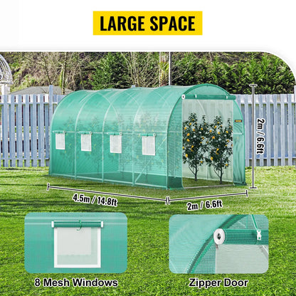 VEVOR Walk-in Tunnel Greenhouse Portable Green Plant Hot House with Galvanized Frame & Waterproof Cover Protect Gardening Plants