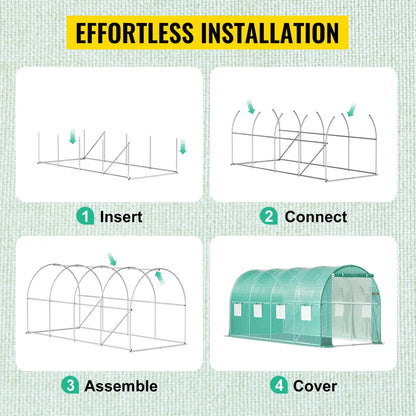VEVOR Walk-in Tunnel Greenhouse Portable Green Plant Hot House with Galvanized Frame & Waterproof Cover Protect Gardening Plants